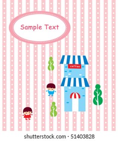 cute little vector cottage greeting tag