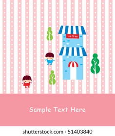 cute little vector cottage greeting tag