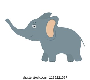Cute little vector elephant illustration isolated on white background. Funny jungle animal