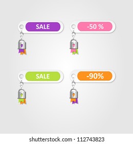Cute little vector Labels stickers with sale messages and charms
