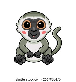 Cute little vervet monkey cartoon sitting