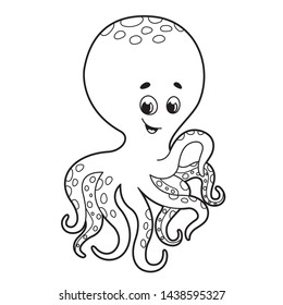 Outlined Octopus Coloring Page Stock Vector (Royalty Free) 132376475