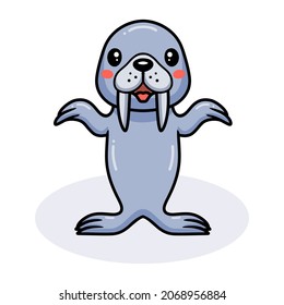 Cute little walrus cartoon standing