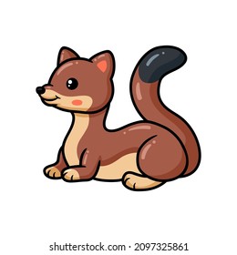Cute little weasel cartoon posing