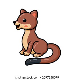 Cute little weasel cartoon posing