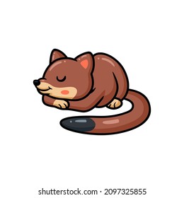 Cute little weasel cartoon sleeping