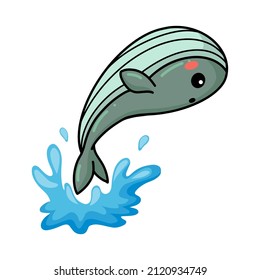 Cute little whale cartoon jumping