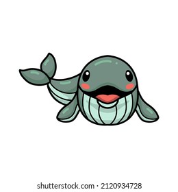 Cute little whale cartoon swimming