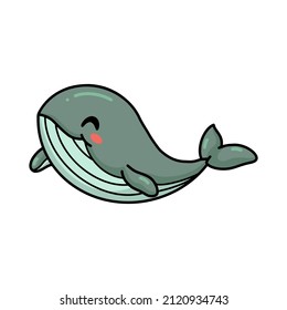 Cute little whale cartoon swimming