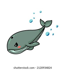 Cute little whale cartoon swimming