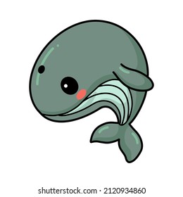 Cute little whale cartoon swimming
