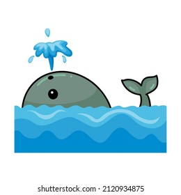 Cute little whale cartoon swimming