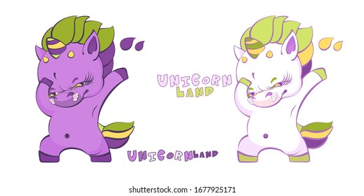 Cute little white and lavender rock star unicorns
