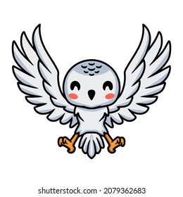 Cute little white polar owl cartoon