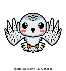 Cute little white polar owl cartoon