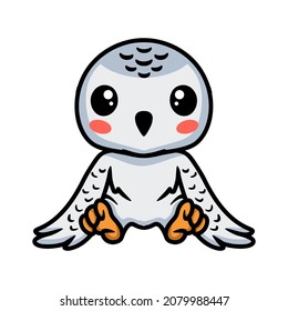 Cute little white polar owl cartoon