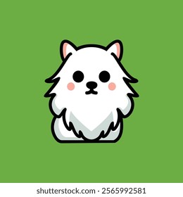 cute little white puppy with white eyes. vector illustration