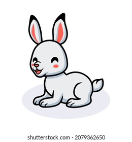 Cute little white rabbit cartoon