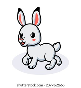 Cute little white rabbit cartoon