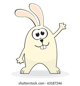 Cute little white rabbit. Vector illustration