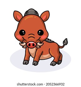 Cute little wild boar cartoon