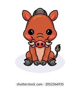 Cute little wild boar cartoon