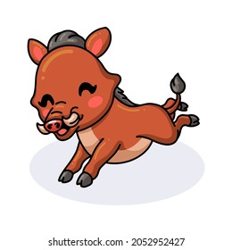 Cute little wild boar cartoon running