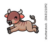 Cute little wildebeest cartoon jumping