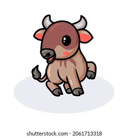 Cute little wildebeest cartoon posing