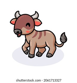 Cute little wildebeest cartoon posing