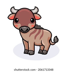 Cute little wildebeest cartoon posing