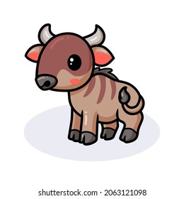 Cute little wildebeest cartoon posing