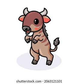 Cute little wildebeest cartoon posing