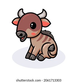 Cute little wildebeest cartoon sitting