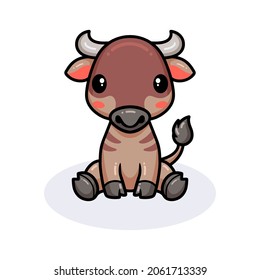 Cute little wildebeest cartoon sitting