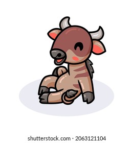Cute little wildebeest cartoon sitting