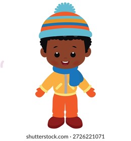 Niedliche kleine Winter Junge Vektor Cartoon Illustration