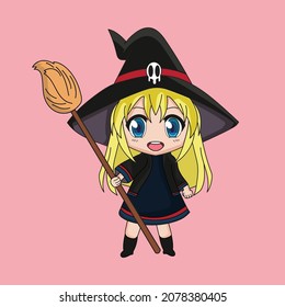 cute little witch cartoon chibi nft