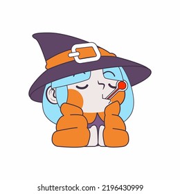 cute little witch cartoon vector illustration, witch vector