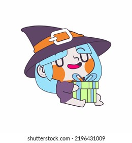 cute little witch cartoon vector illustration, witch vector