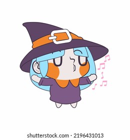 cute little witch cartoon vector illustration, witch vector