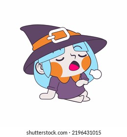 cute little witch cartoon vector illustration, witch vector