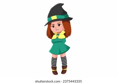 Cute Little Witch Character Design Illustration
