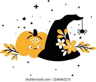 Cute little witch, halloween for kids, baby first halloween 