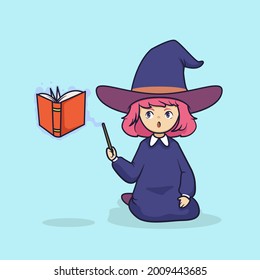 Cute little witch vector illustration