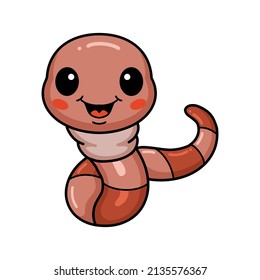 Cute little worm cartoon character