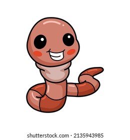 Cute little worm cartoon character