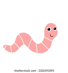 Cute little worm character. Vector cartoon illustration. Isolated on white.