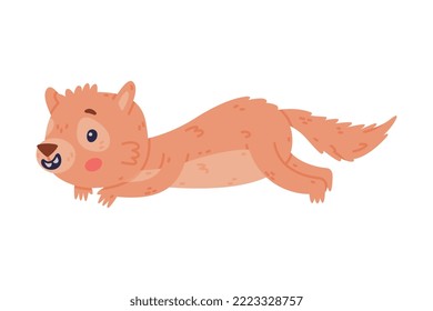 Cute Little Xerus Character with Pretty Snout Crawling Vector Illustration