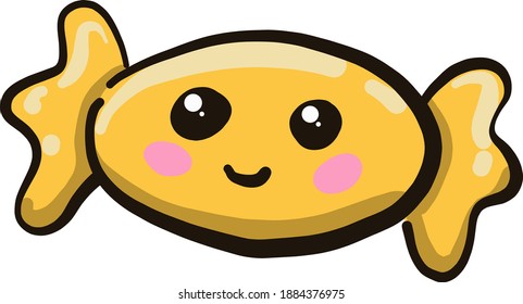 Cute little yellow candy,illustration,vector on white background
